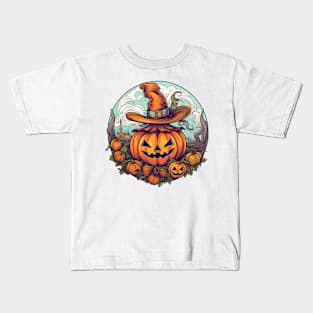 Retro Witchy Halloween #5 Kids T-Shirt